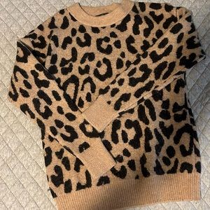 Leopard J. Crew Cozy Pullover Crewneck Sweater
